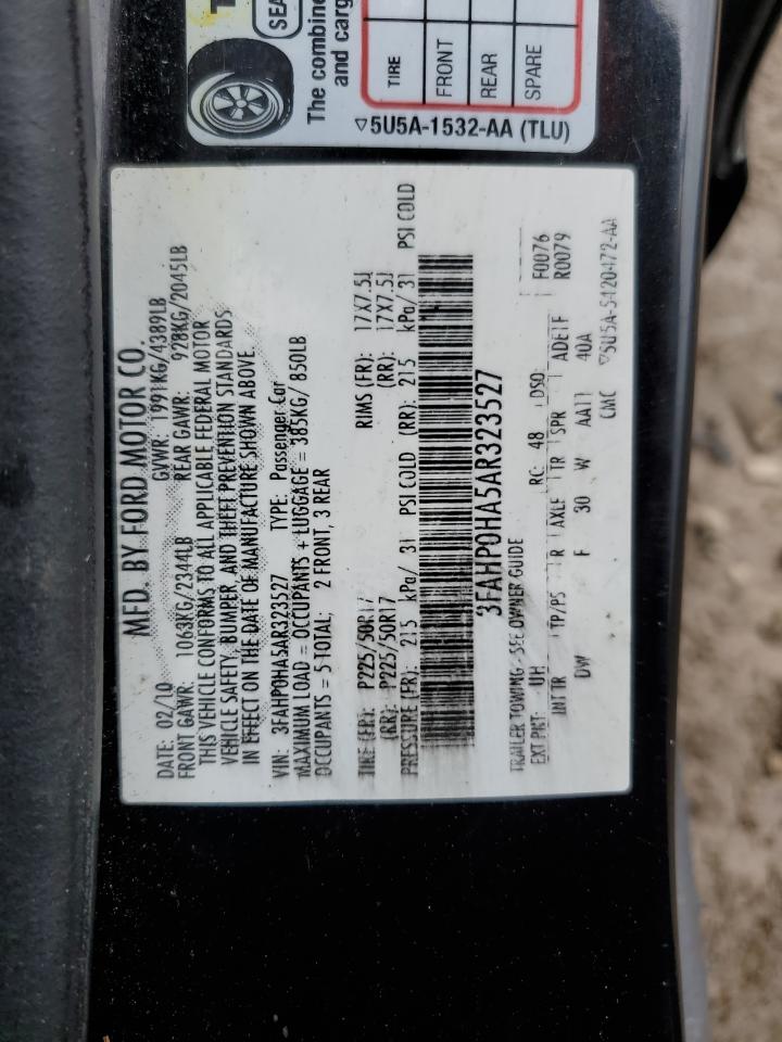 2010 Ford Fusion Se VIN: 3FAHP0HA5AR323527 Lot: 60477214