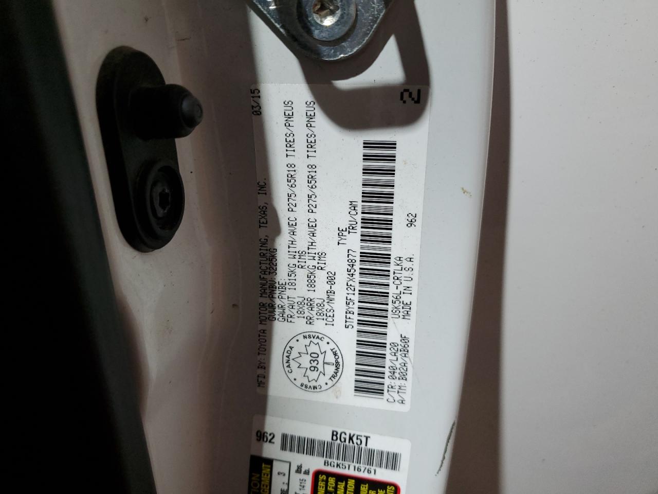 5TFBY5F12FX454877 2015 Toyota Tundra Double Cab Limited