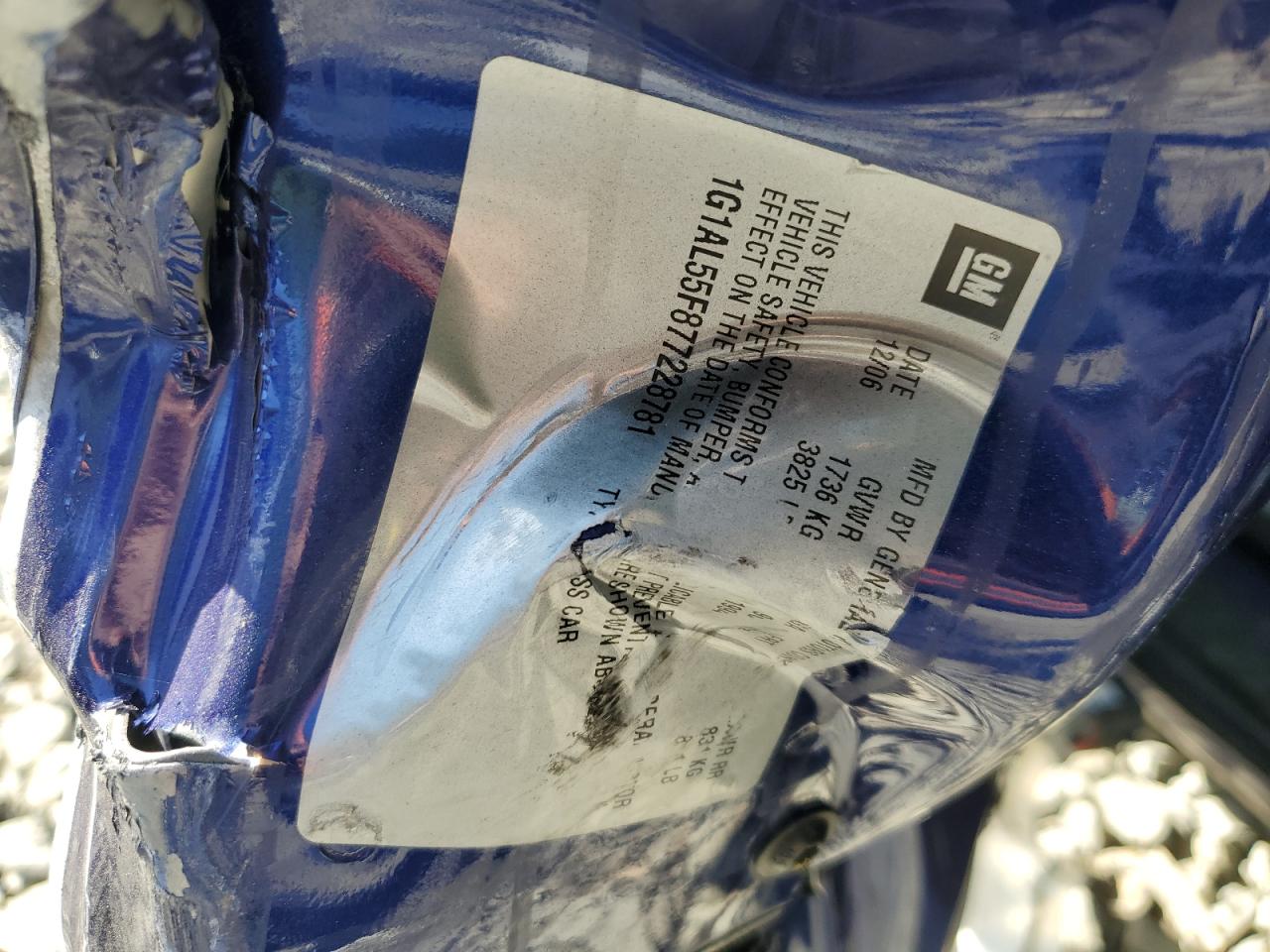 2007 Chevrolet Cobalt Lt VIN: 1G1AL55F877228781 Lot: 59139574