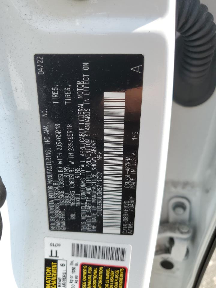 2022 Toyota Highlander L VIN: 5TDBZRBH0NS211757 Lot: 59432704