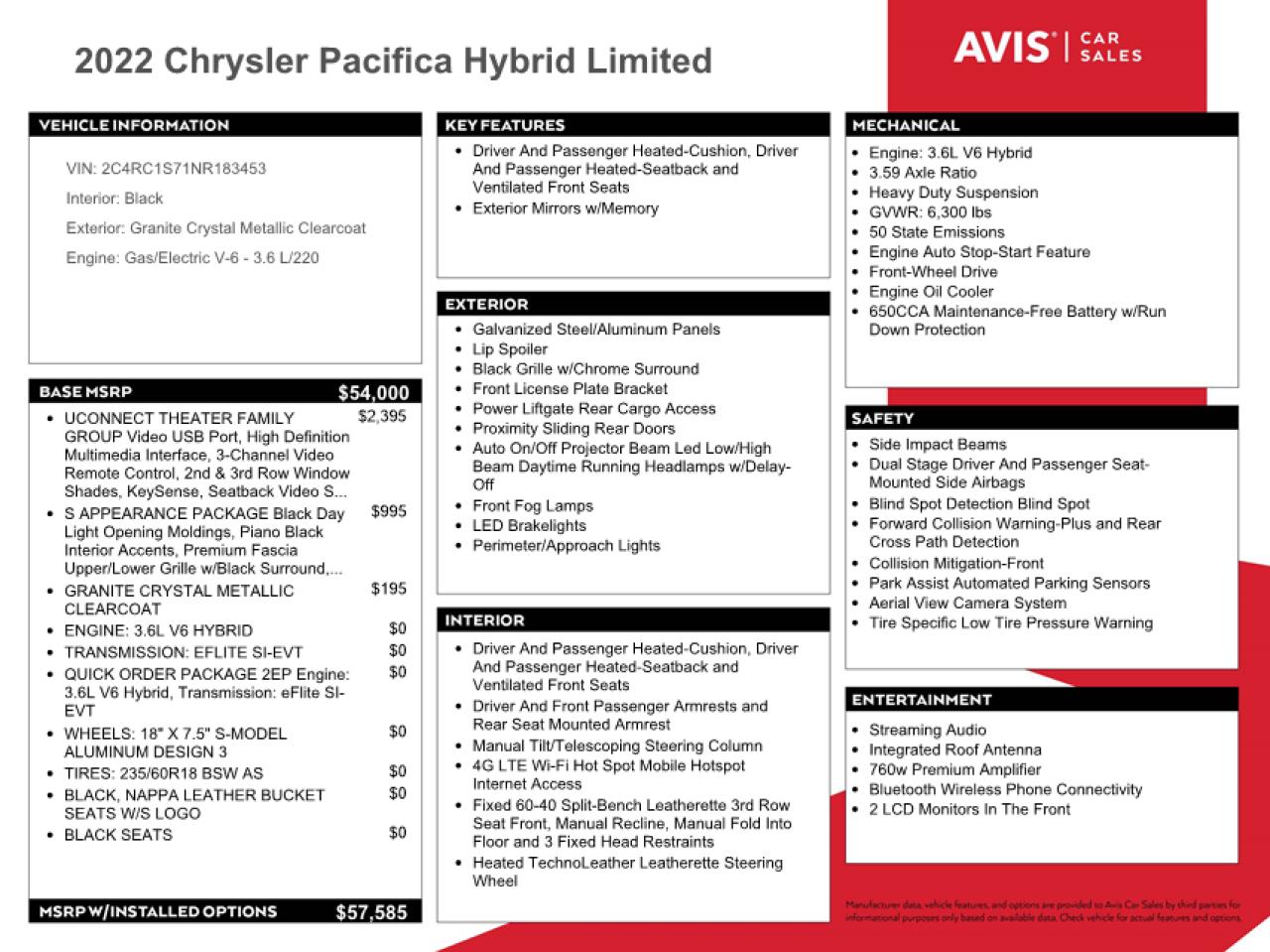 2C4RC1S71NR183453 2022 Chrysler Pacifica Hybrid Limited