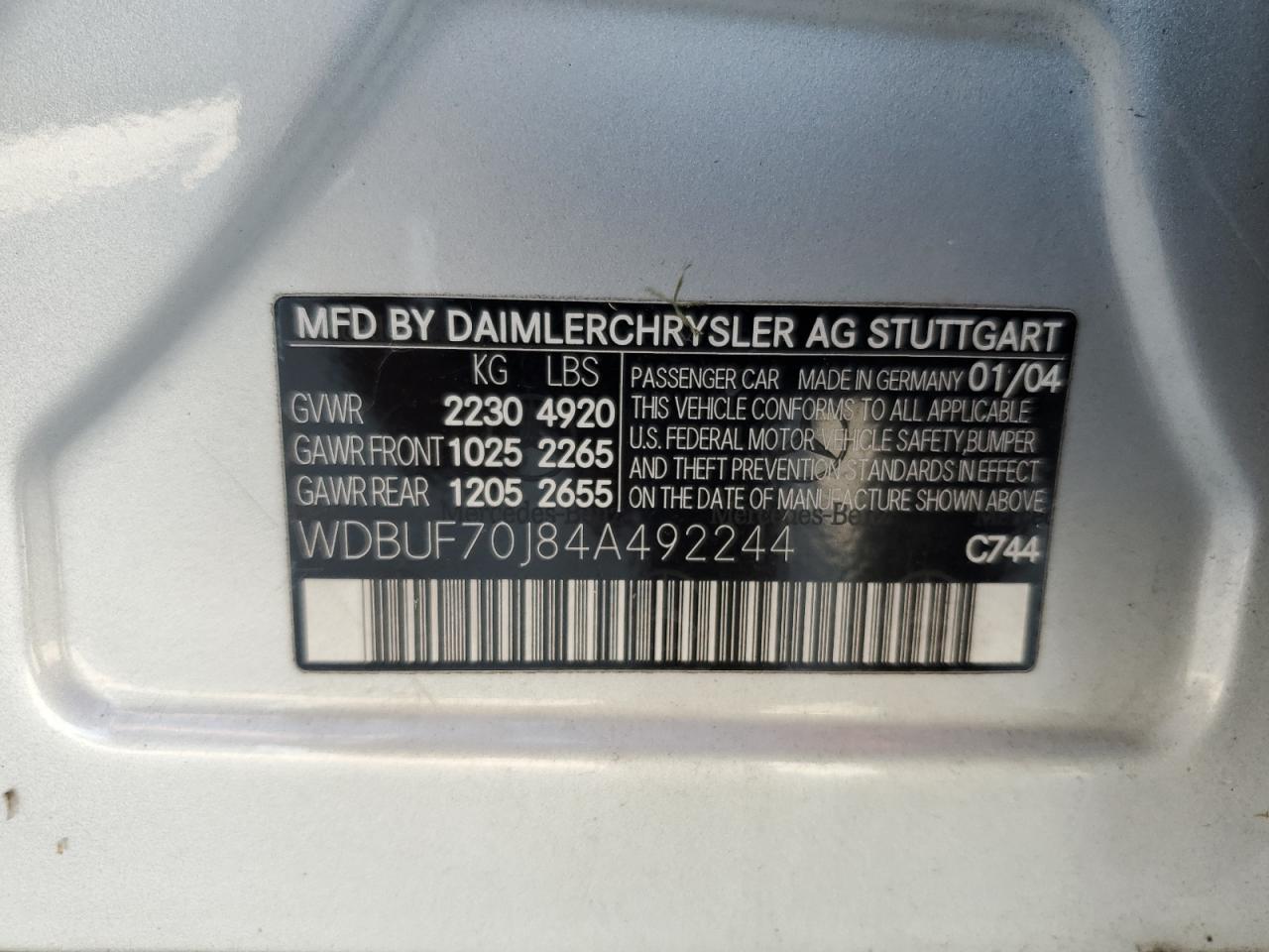 WDBUF70J84A492244 2004 Mercedes-Benz E 500