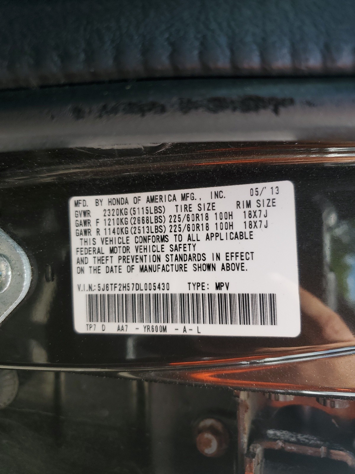 5J6TF2H57DL005430 2013 Honda Crosstour Exl