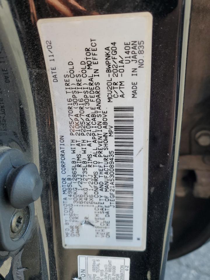 2003 Toyota Highlander Limited VIN: JTEGF21A530089435 Lot: 61027974