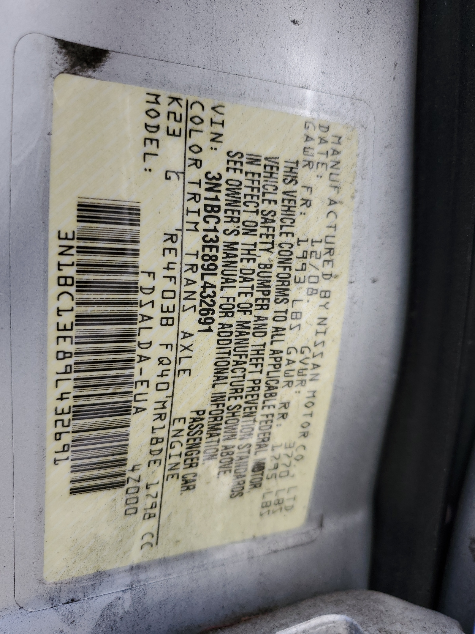 3N1BC13E89L432691 2009 Nissan Versa S