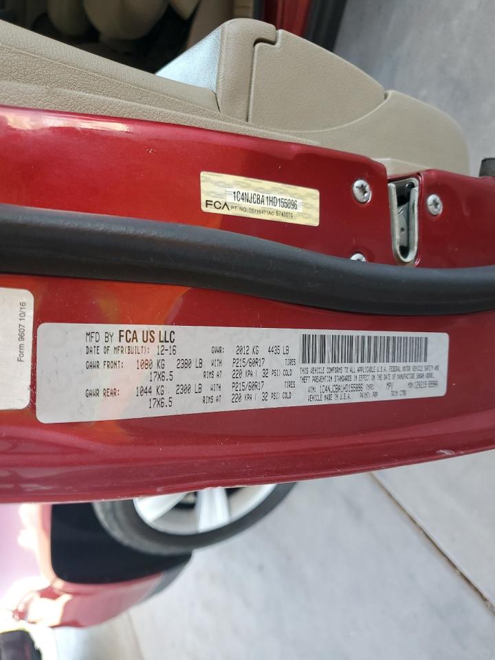 2017 Jeep Compass Sport VIN: 1C4NJCBA1HD155896 Lot: 60637194