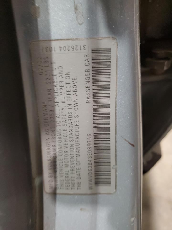 2003 Volkswagen Passat Gls VIN: WVWVD63B43E089766 Lot: 59034144