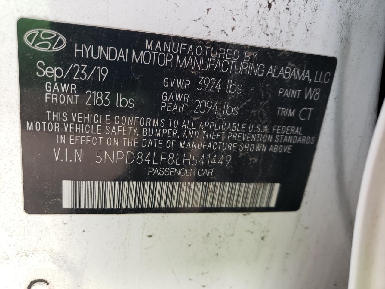 5NPD84LF8LH541449 2020 Hyundai Elantra Sel