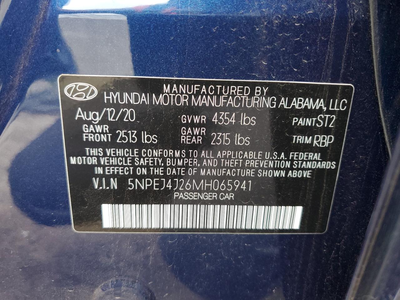 5NPEJ4J26MH065941 2021 Hyundai Sonata Sel Plus