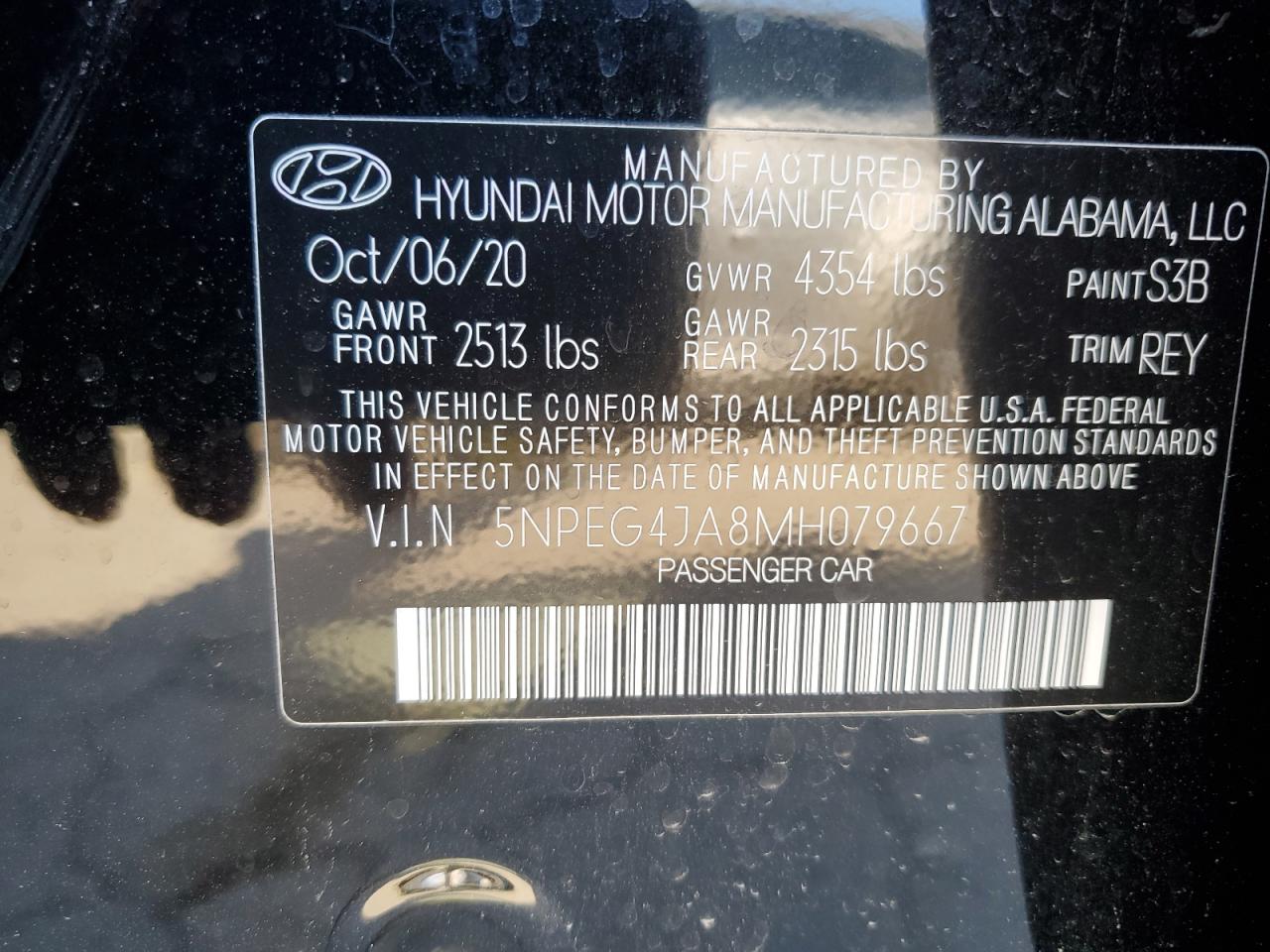 5NPEG4JA8MH079667 2021 Hyundai Sonata Se