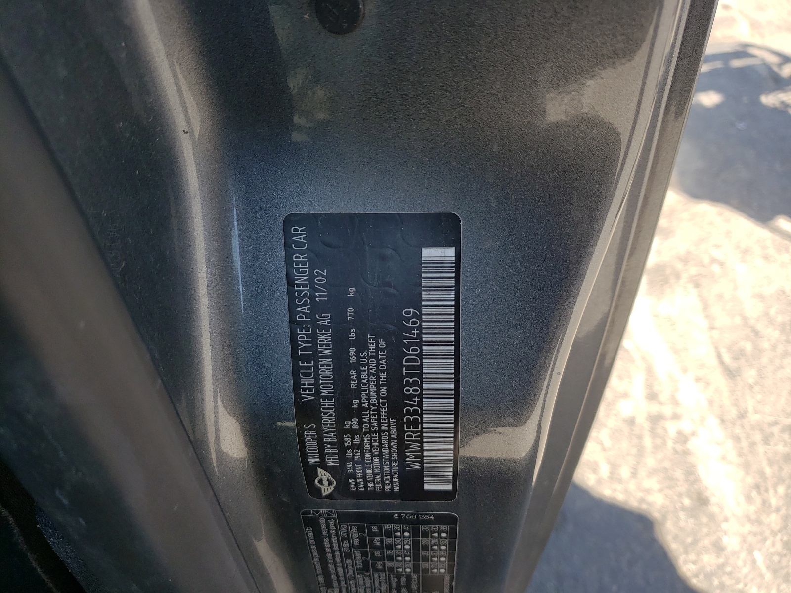 WMWRE33483TD61469 2003 Mini Cooper S