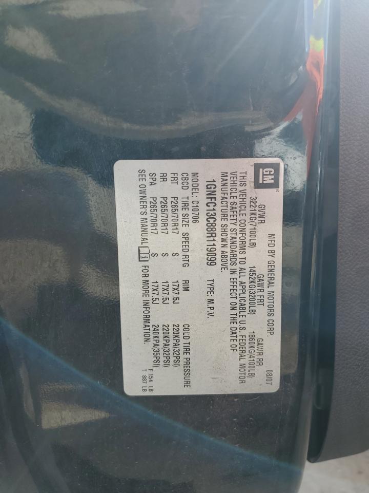 2008 Chevrolet Tahoe C1500 VIN: 1GNFC13C88R119099 Lot: 59012124