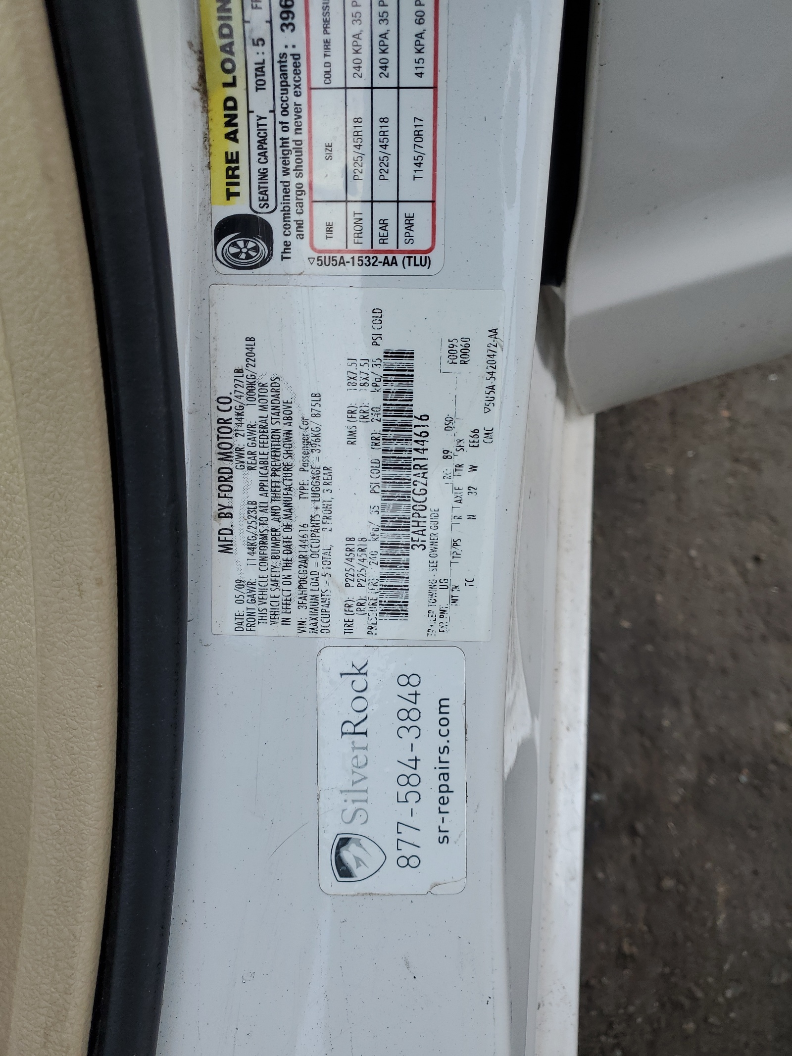 3FAHP0CG2AR144616 2010 Ford Fusion Sel