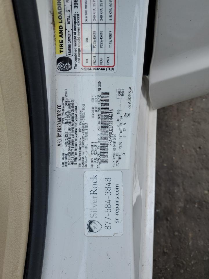 2010 Ford Fusion Sel VIN: 3FAHP0CG2AR144616 Lot: 60760004