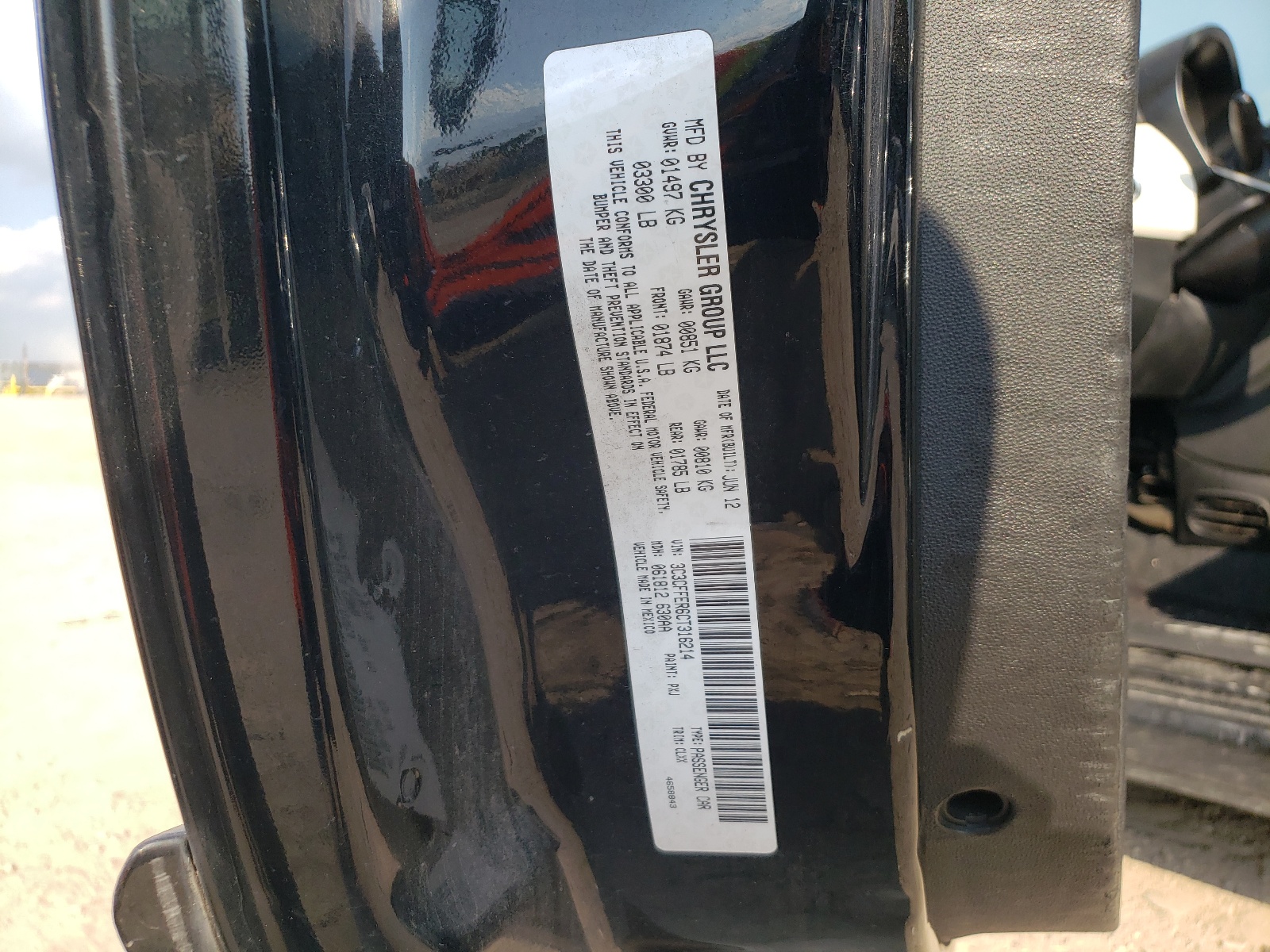 3C3CFFER6CT316214 2012 Fiat 500 Lounge