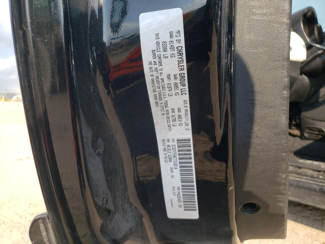 2012 Fiat 500 Lounge VIN: 3C3CFFER6CT316214 Lot: 59120314