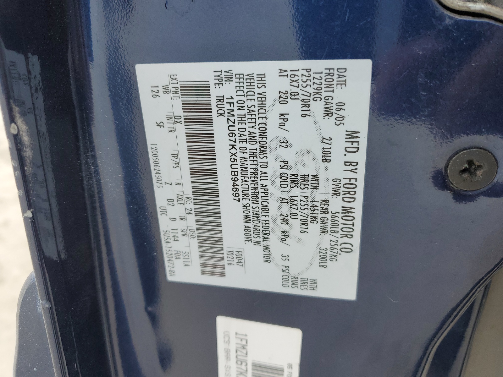 1FMZU67KX5UB94697 2005 Ford Explorer Sport Trac