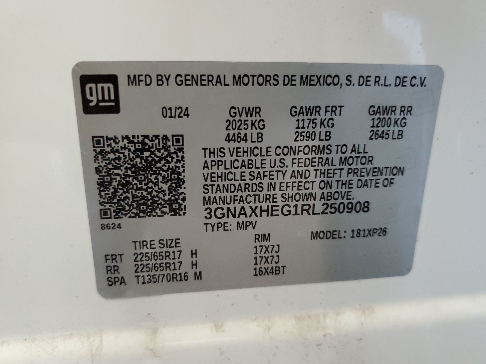 3GNAXHEG1RL250908 2024 Chevrolet Equinox Ls