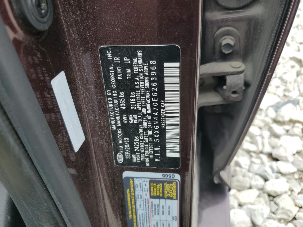 2014 Kia Optima Ex VIN: 5XXGN4A70EG263968 Lot: 60416114