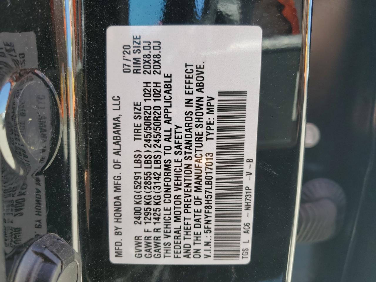 5FNYF8H57LB017013 2020 HONDA PASSPORT - Image 15