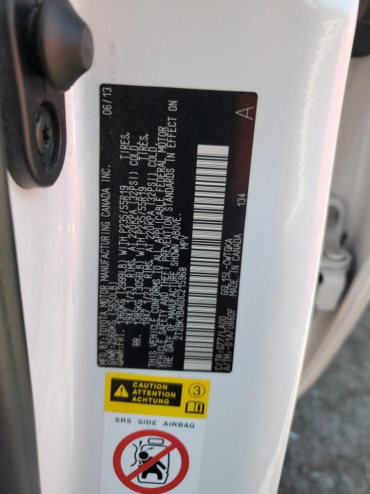 2013 Lexus Rx 350 Base VIN: 2T2BK1BA6DC215968 Lot: 61158544