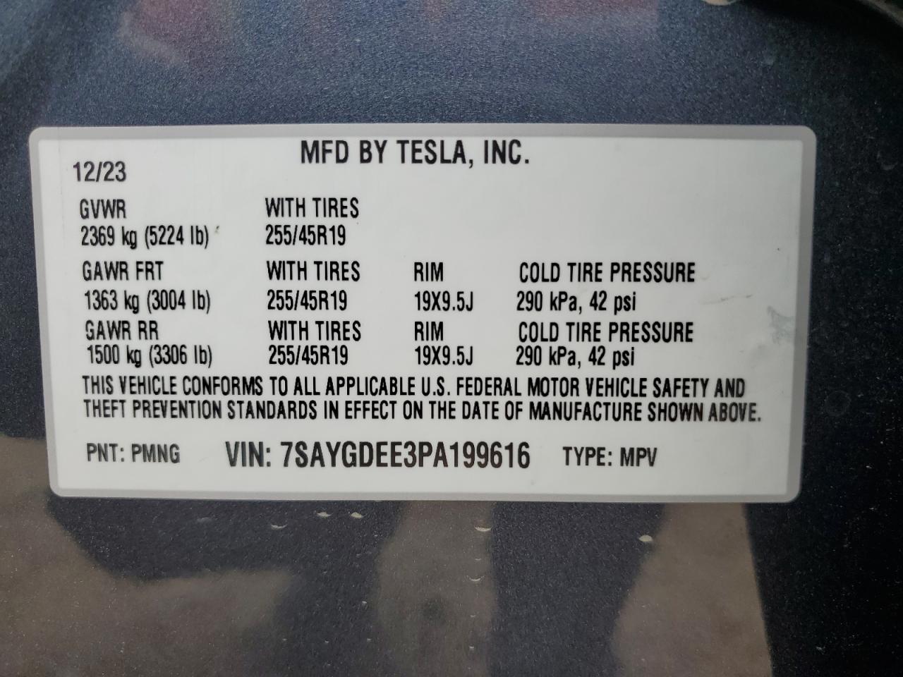 7SAYGDEE3PA199616 2023 Tesla Model Y