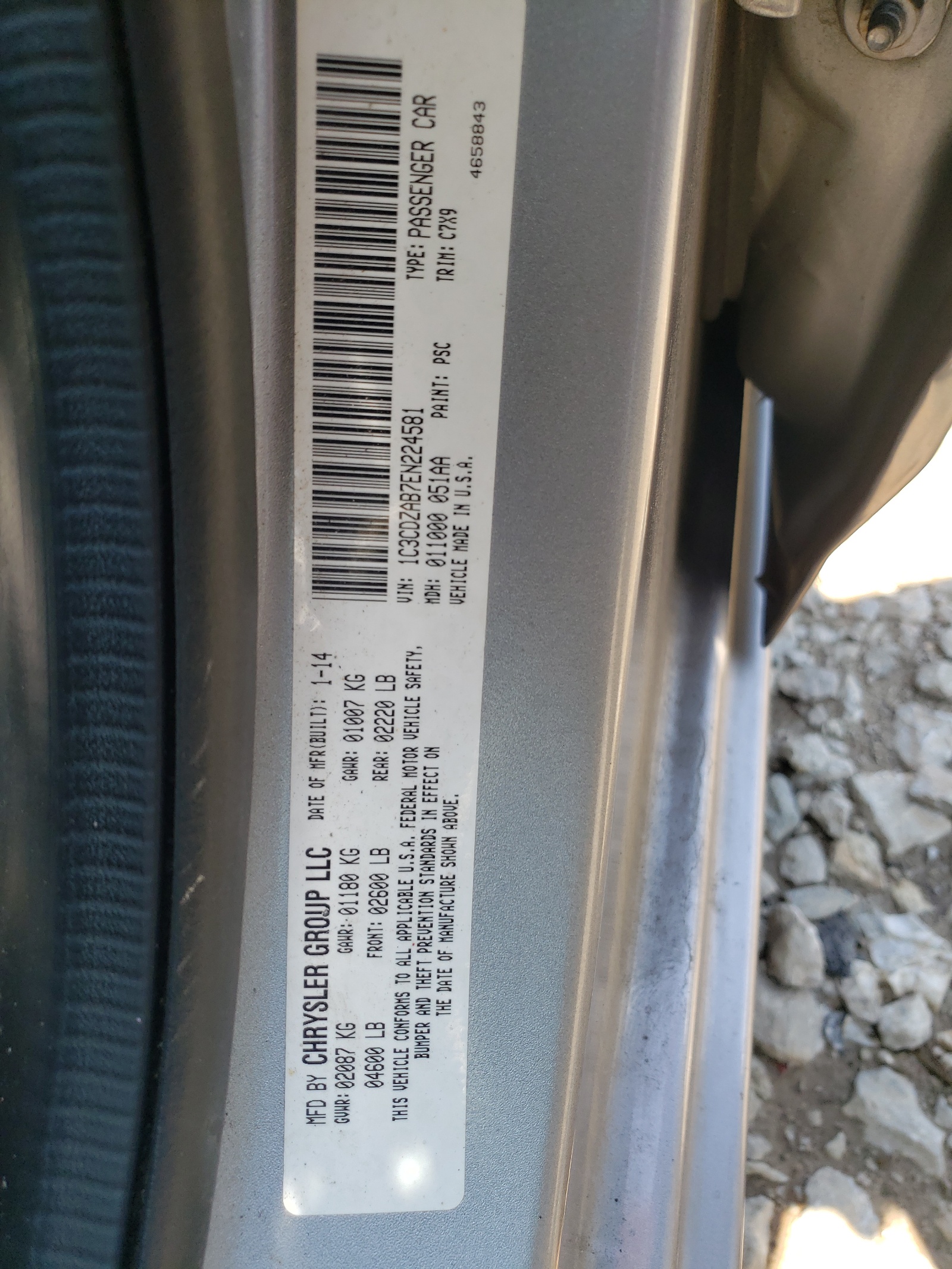 1C3CDZAB7EN224581 2014 Dodge Avenger Se