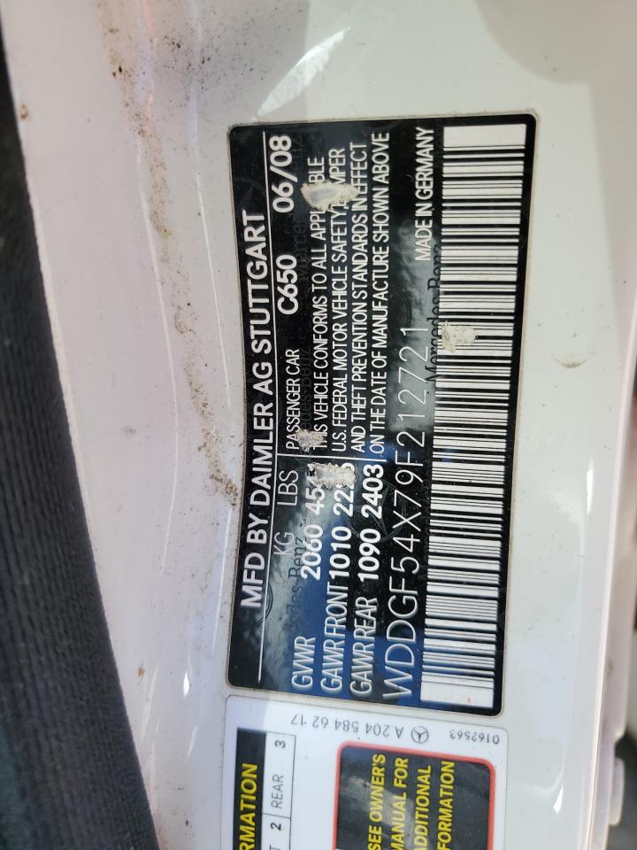 2009 Mercedes-Benz C 300 VIN: WDDGF54X79F212721 Lot: 58843344