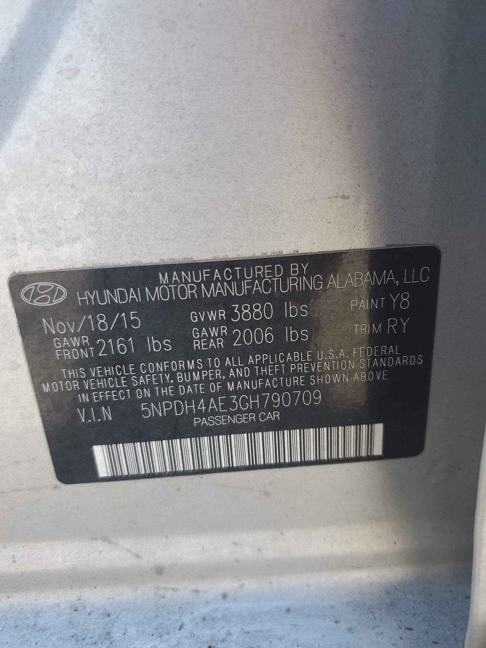 5NPDH4AE3GH790709 2016 Hyundai Elantra Se