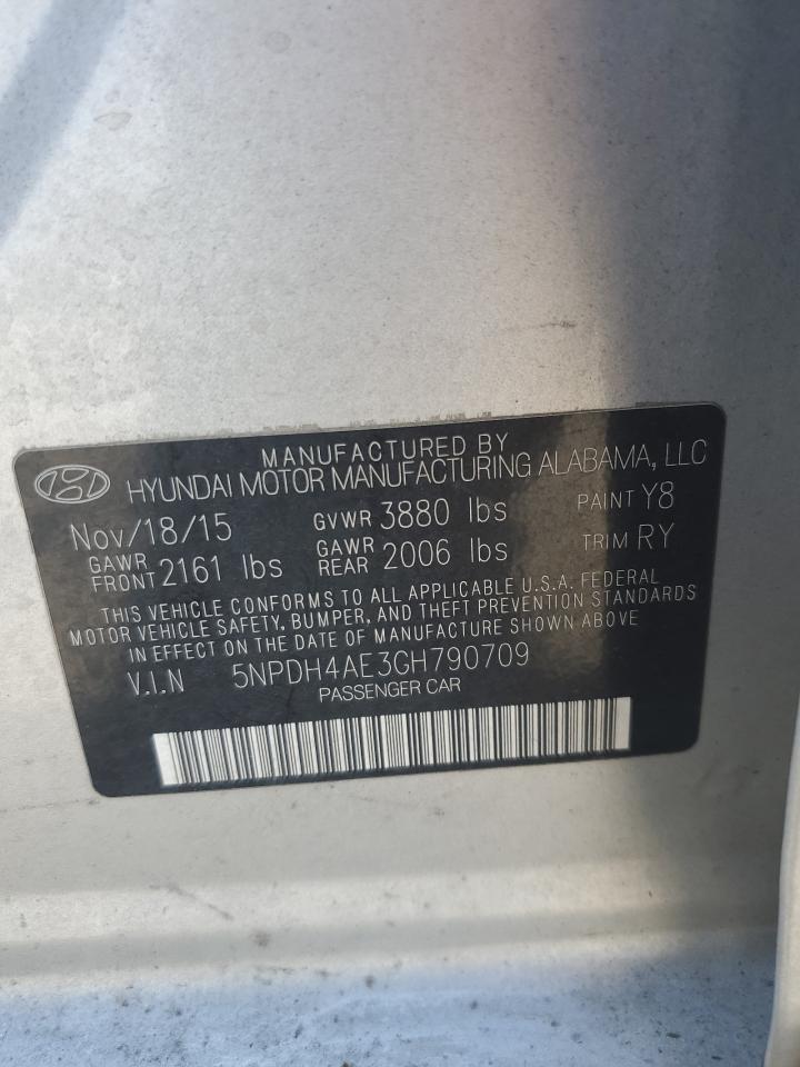 2016 Hyundai Elantra Se VIN: 5NPDH4AE3GH790709 Lot: 60108104