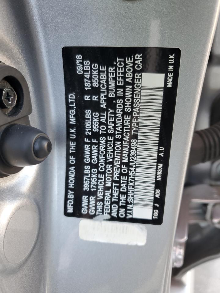 SHHFK7H54JU239498 2018 Honda Civic Ex