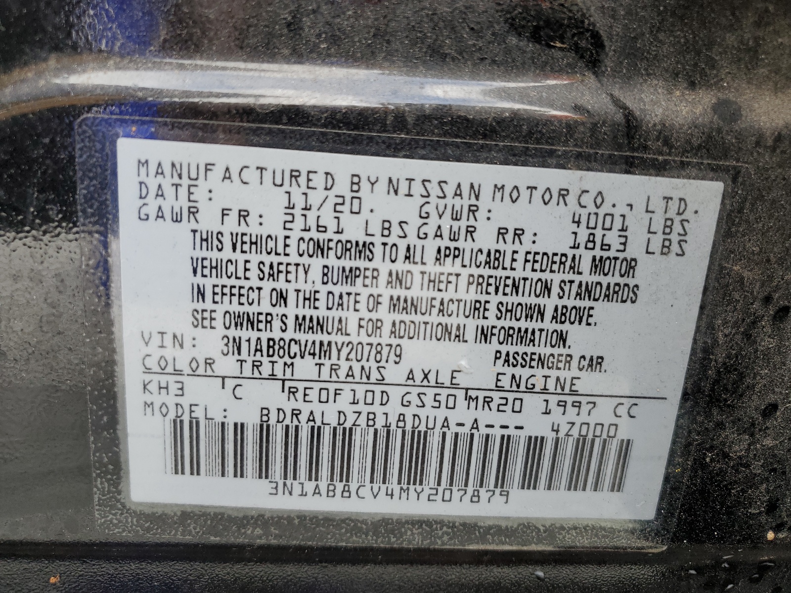 3N1AB8CV4MY207879 2021 Nissan Sentra Sv
