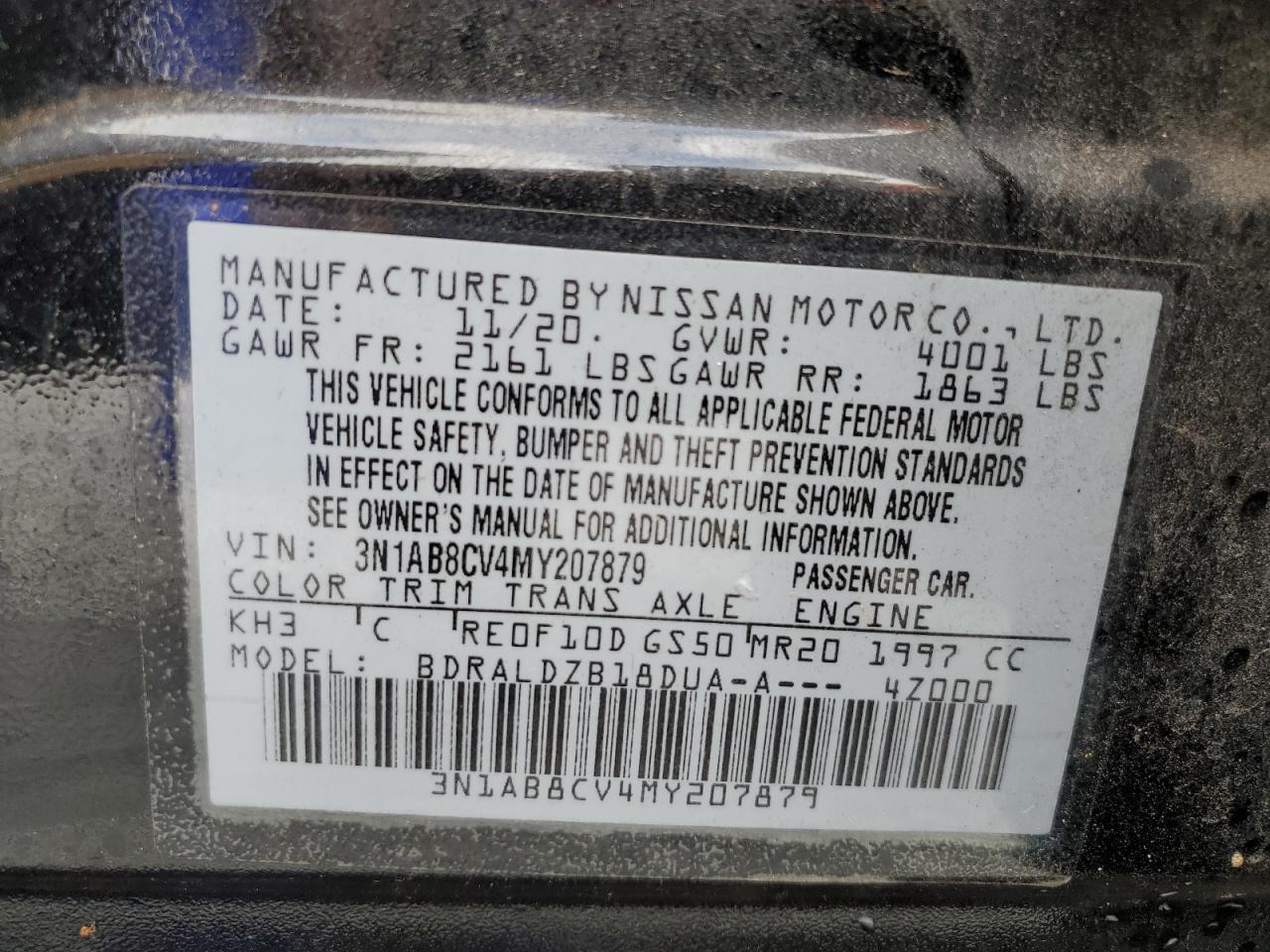 2021 Nissan Sentra Sv VIN: 3N1AB8CV4MY207879 Lot: 60831524