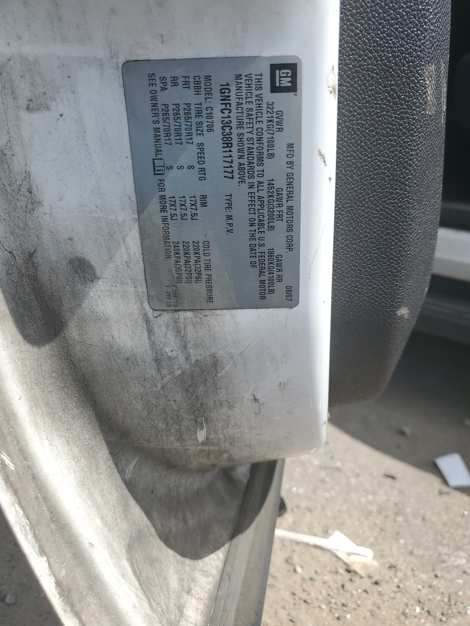 1GNFC13C38R117177 2008 Chevrolet Tahoe C1500