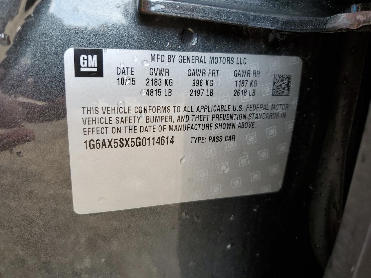 2016 Cadillac Cts Luxury Collection VIN: 1G6AX5SX5G0114614 Lot: 58871694