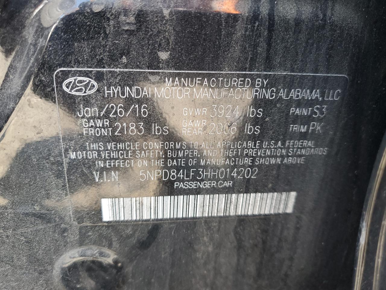 2017 Hyundai Elantra Se VIN: 5NPD84LF3HH014202 Lot: 57207824