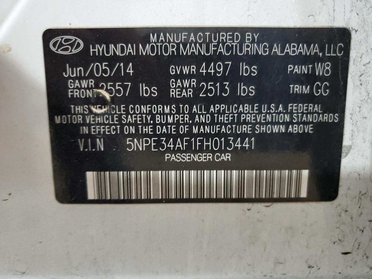 5NPE34AF1FH013441 2015 HYUNDAI SONATA - Image 12