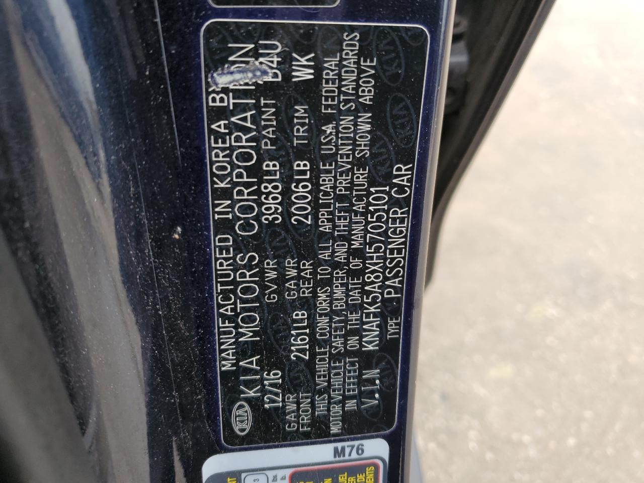 2017 Kia Forte Lx VIN: KNAFK5A8XH5705101 Lot: 57612324