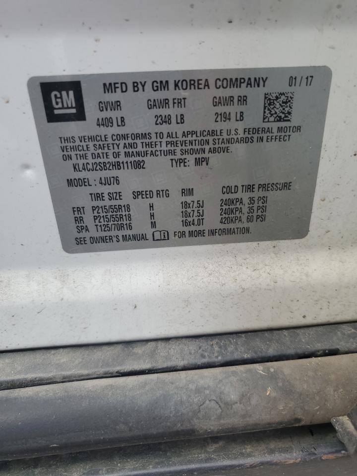 2017 Buick Encore Sport Touring VIN: KL4CJ2SB2HB111082 Lot: 57723014