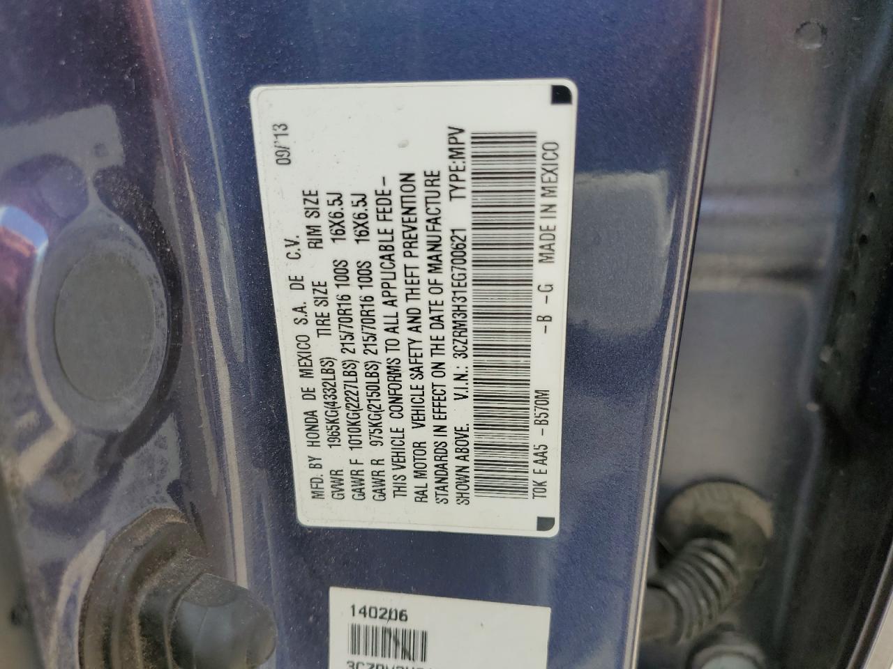 2014 Honda Cr-V Lx VIN: 3CZRM3H31EG700621 Lot: 60733344