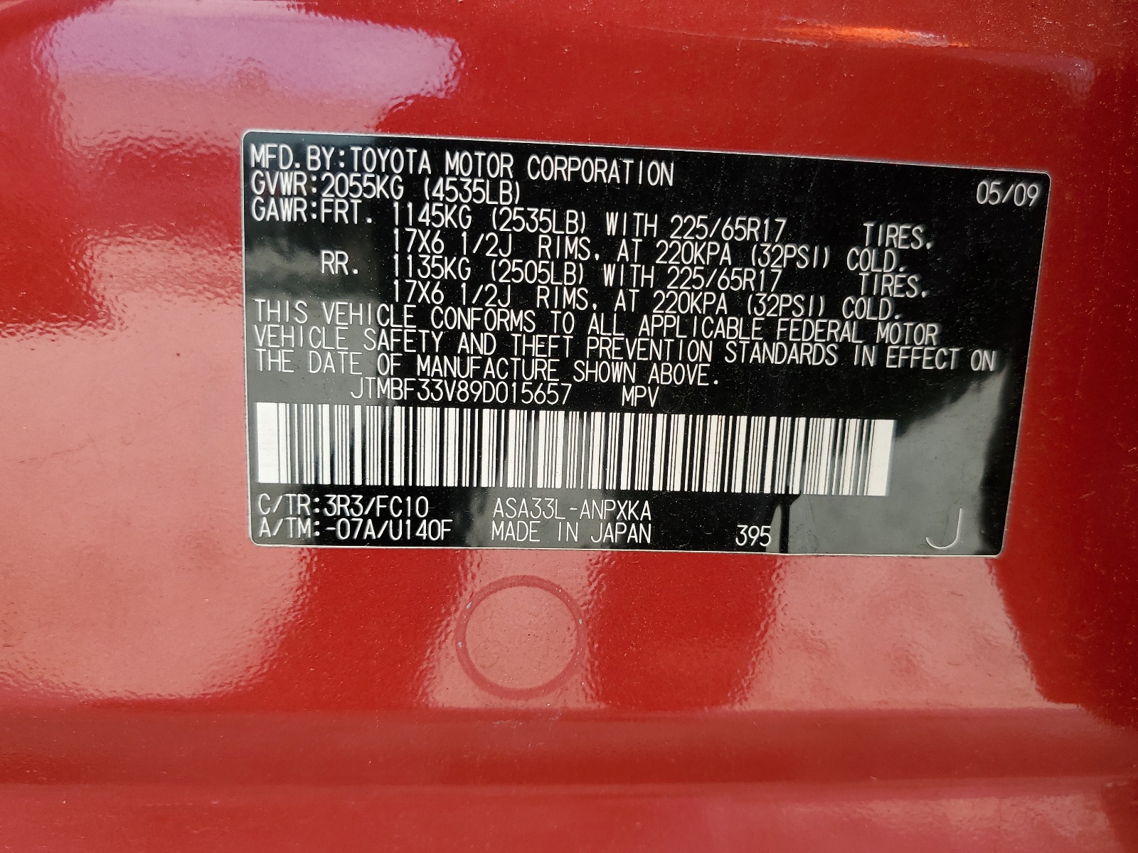 JTMBF33V89D015657 2009 Toyota Rav4