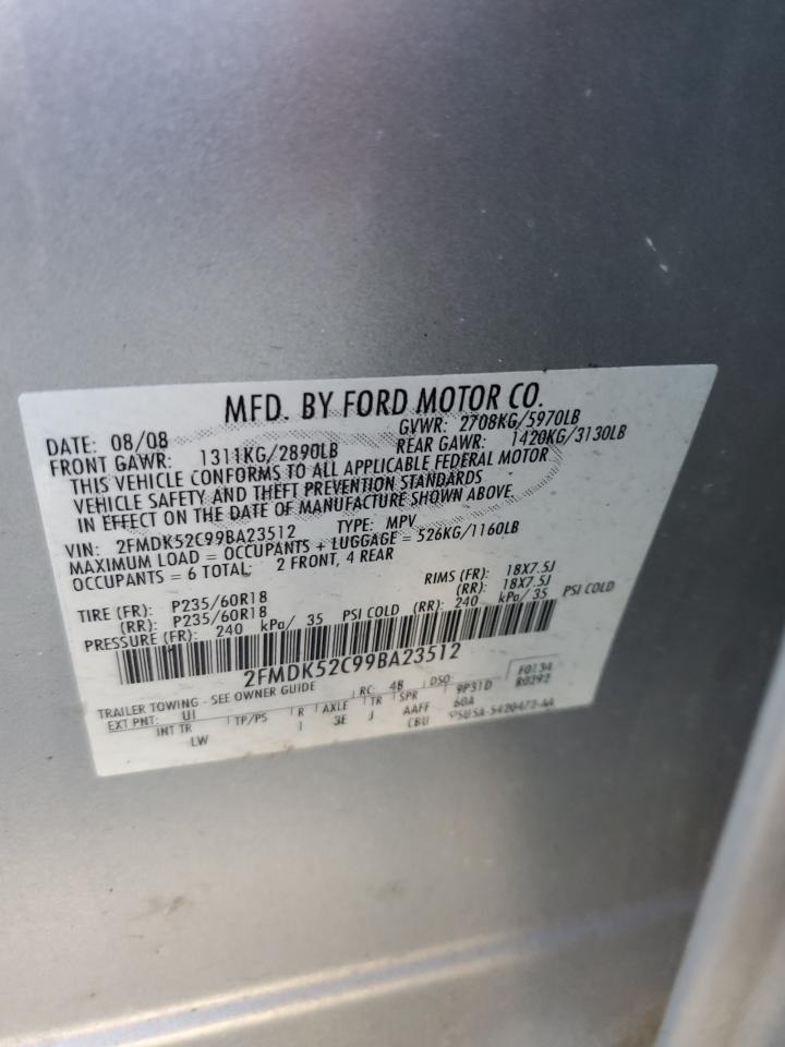 2009 Ford Flex Sel VIN: 2FMDK52C99BA23512 Lot: 58922044