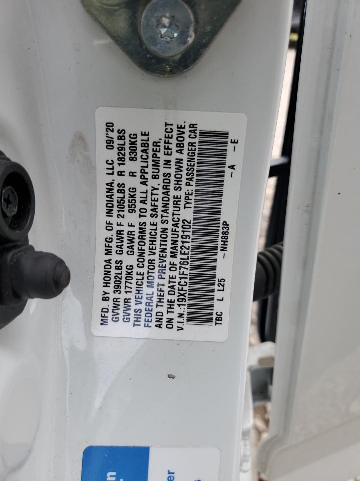 2020 Honda Civic Exl VIN: 19XFC1F76LE219102 Lot: 57694864