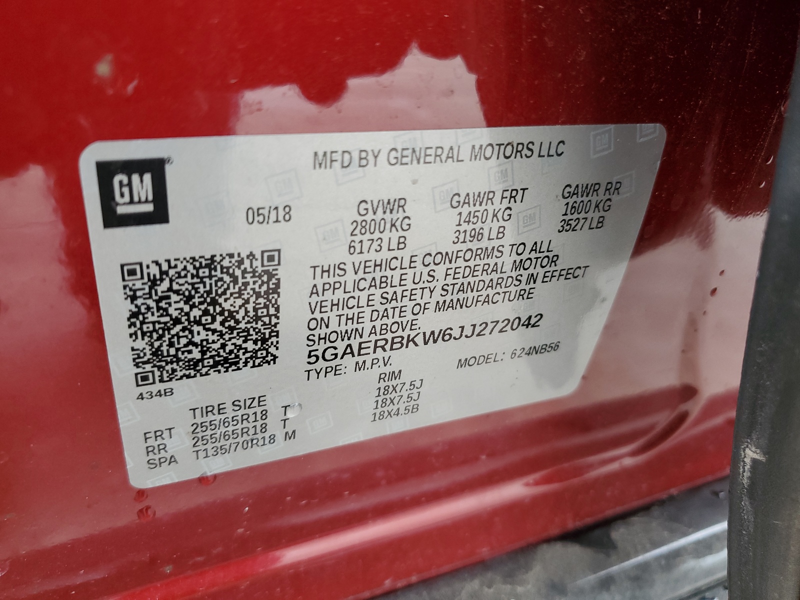 5GAERBKW6JJ272042 2018 Buick Enclave Essence