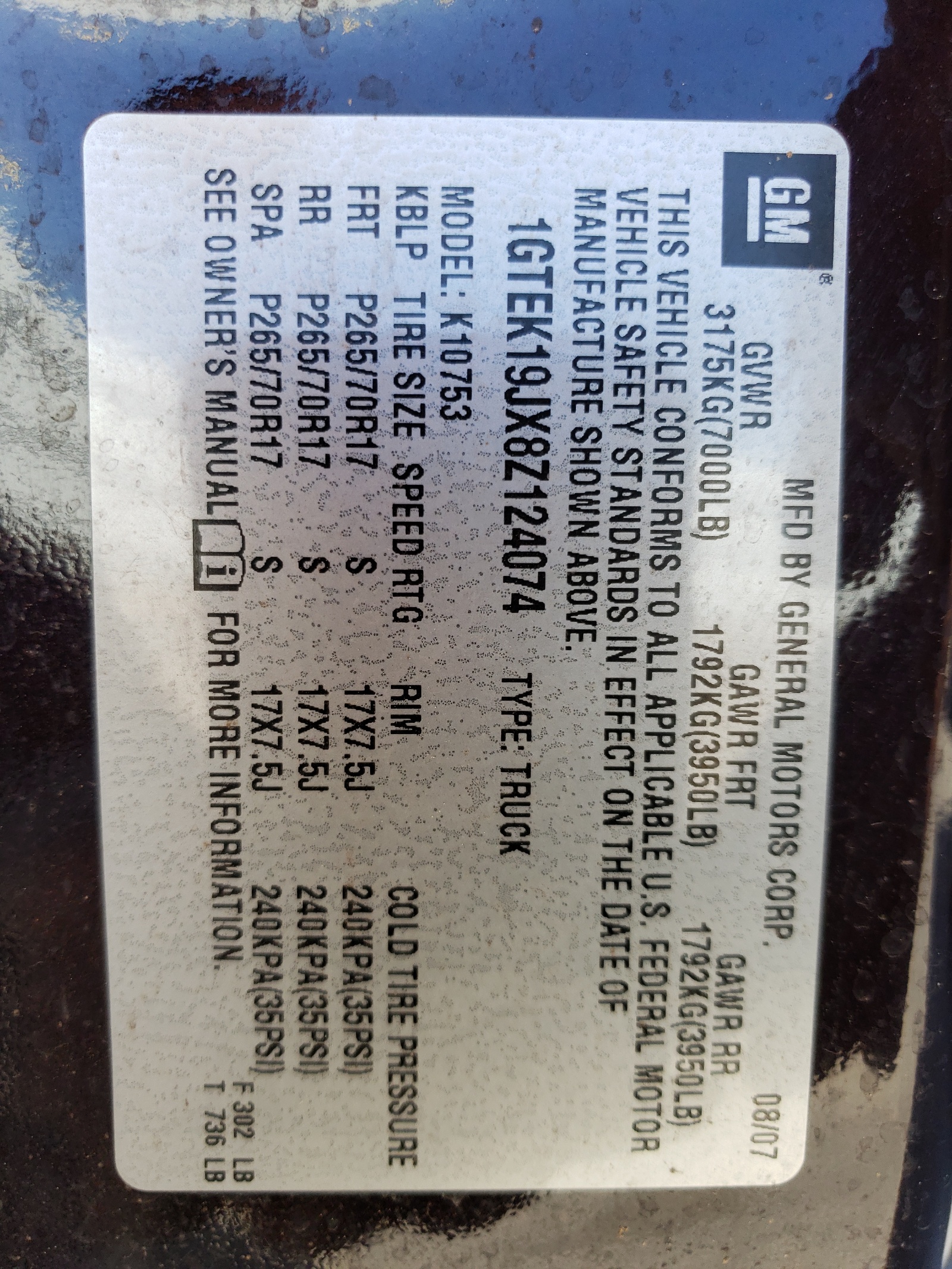 1GTEK19JX8Z124074 2008 GMC Sierra K1500