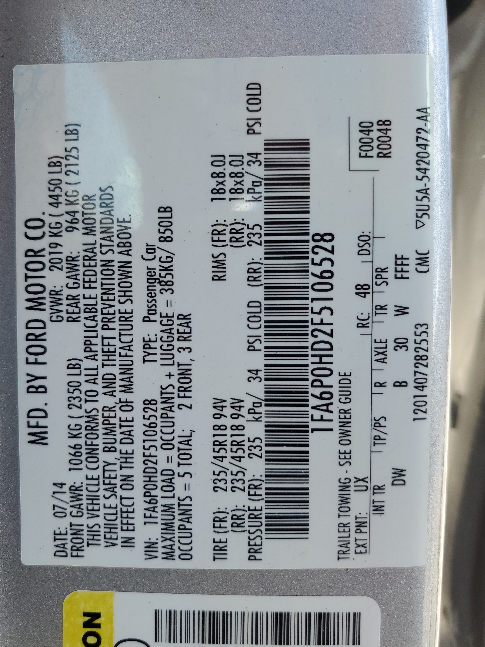 1FA6P0HD2F5106528 2015 Ford Fusion Se