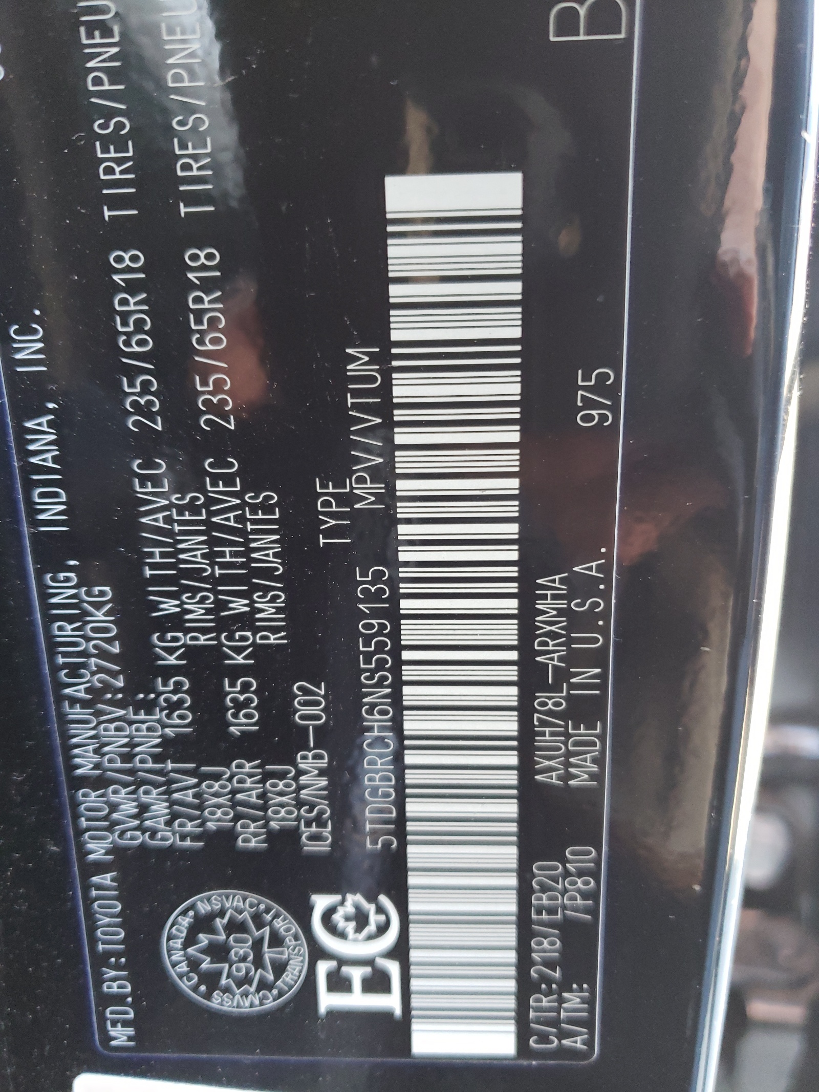 5TDGBRCH6NS559135 2022 Toyota Highlander Hybrid Xle