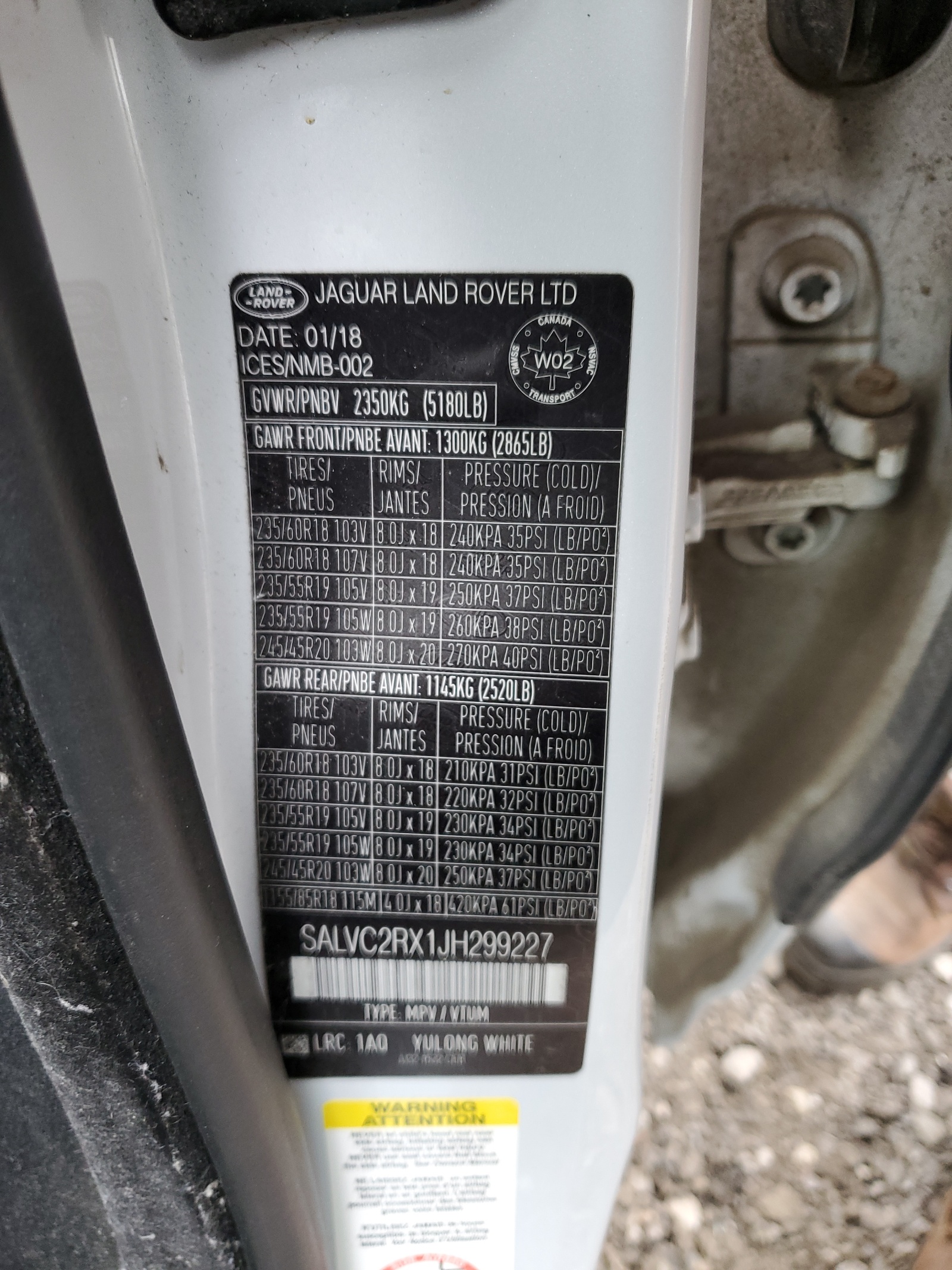 SALVC2RX1JH299227 2018 Land Rover Range Rover Evoque Landmark Edition