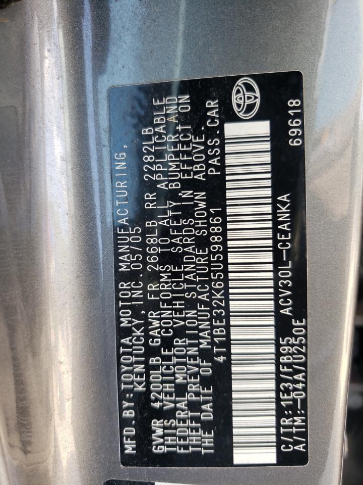 2005 Toyota Camry Le VIN: 4T1BE32K65U598861 Lot: 60082044