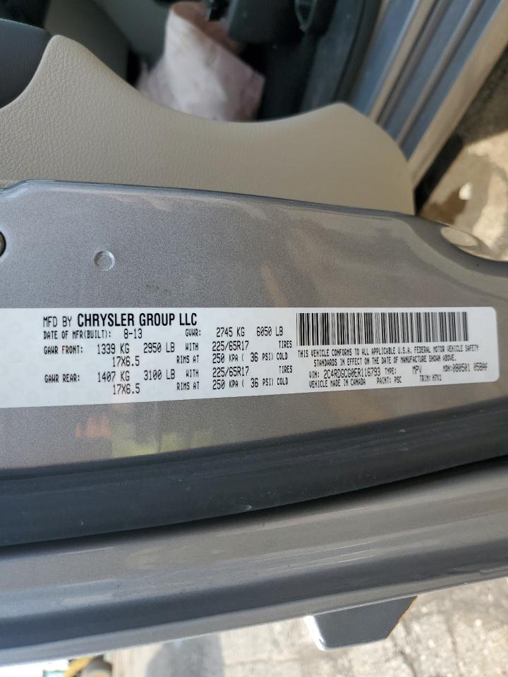 2014 Dodge Grand Caravan Sxt VIN: 2C4RDGCG0ER116793 Lot: 57021824